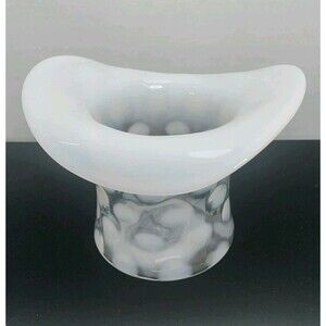 Fenton Dot Optic / Coin Dot White Glass Top Hat Vase